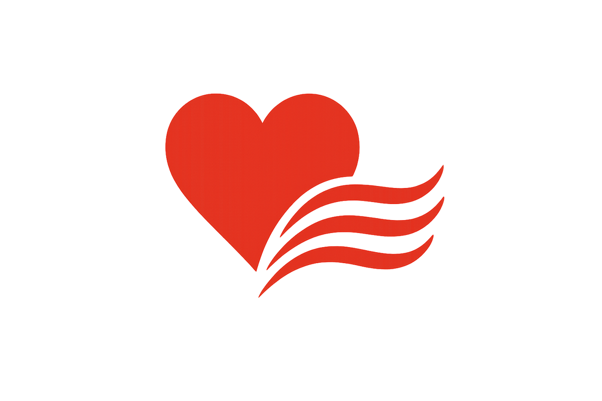 ein Icon aus einem roten Herz mit Wellen