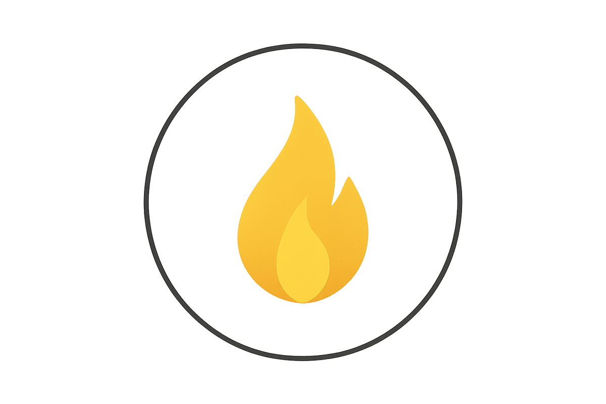 kleine gelbe Flamme im Kreis